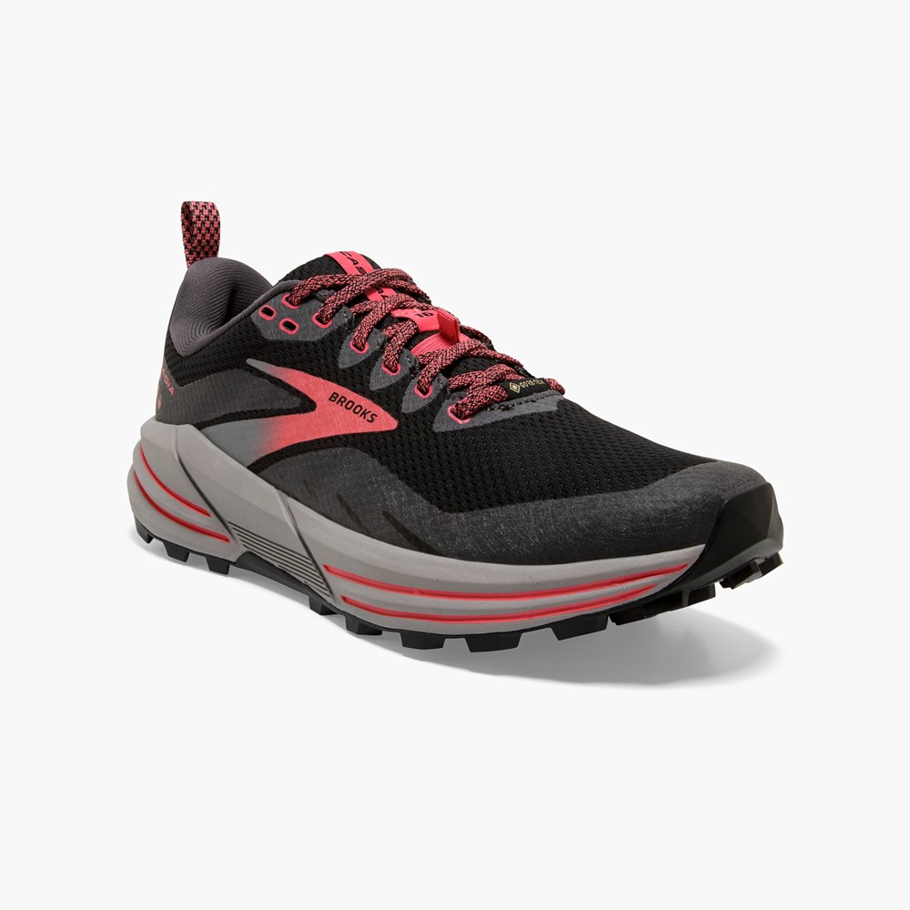 Chaussure Trail Running Brooks Cascadia 16 GTX Embraces all Terrains Citron Noir Femme | VWV-8077669